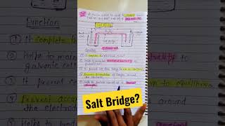 What is Salt bridge and its Functions class12chemistry saltbridge electrochemistry galvaniccell [upl. by Herman21]