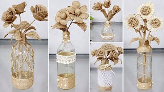 5 Simple Jute Flower Vase Craft Ideas with Used Bottle make in a jiff [upl. by Phippen344]