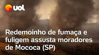 Crise climática Redemoinho de fumaça e fuligem assusta moradores de Mococa em São Paulo vídeo [upl. by Wie]