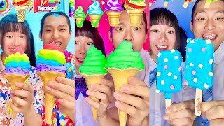 Rainbow Ice Cream Emoji Food Challenge ASMR Compilation 🥵 bubble tea boba miloPart1 [upl. by Sternberg]