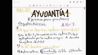 MAT123  Ayudantía ejercicios matriciales [upl. by Lenroc]