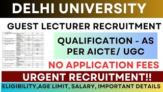 Guest Faculty Recruitment in Delhi University college [upl. by Bryner346]