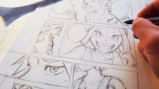 Sketching Full Manga Page  Anime Manga Drawing [upl. by Sabian517]