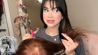 ASMR hair salon rp but she’s new 🫢  haircut lice check styling [upl. by Maril255]