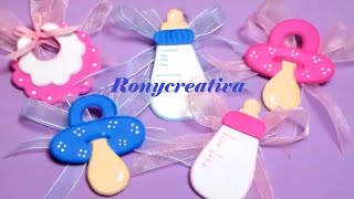 Distintivos para BABY SHOWER  Baby Shower souvenirs DIY [upl. by Vigor415]