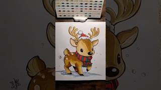 Color with me Christmas reindeer Merry Christmas relaxingcoloring alcoholmarkers art coloring [upl. by Pam]