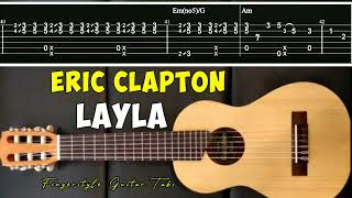 Eric Clapton Layla fingerstyle guitar chord tab slow tutorial [upl. by Iliram]