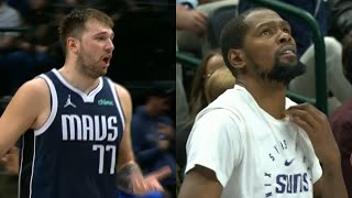 Luka Doncic talking trash to Kevin Durant when hes not even on the court 😂 [upl. by Ahsiri]