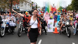 New Zealand PM Jacinda Ardern joins gay pride parade [upl. by Killam373]