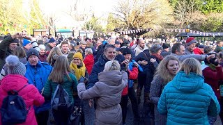 Mass Scottish outdoor Ceilidh during New Years Day 2018 street party in Pitlochry Scotland [upl. by Duong]