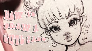 ♡ HOW TO DRAW A CUTE FACE ♡ Step by Step with Christina Lorre [upl. by Latreese157]