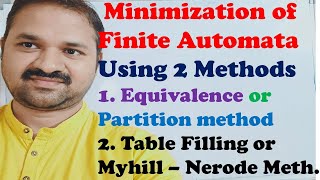 Minimization of Finite Automata  Equivalence Partition  Table Filling Myhill Nerode DFA  NFA [upl. by Helban]