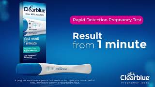 Clearblue Rapid Detection Pregnancy Test with Result from 1 minute  Feature Video [upl. by Nilkcaj417]