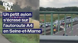 SeineetMarne trois morts dans le crash dun petit avion de tourisme sur lA4 [upl. by Nnywg]