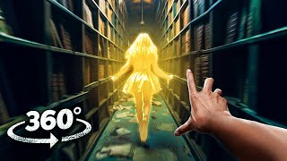 360° Scary Ghost in Abandondoned School Library VR 360 Horror Video 4K Ultra HD [upl. by Ahsienyt168]