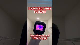 Drywallers Forgot to Cut Opening for HVAC Supply hvac thermalcamera thermalimaging [upl. by Yancy]