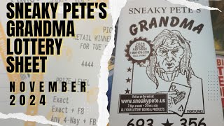 Sneaky Petes Grandma Fortune Lottery Suggestions Sheet 🐔 November 24 [upl. by Cirda982]