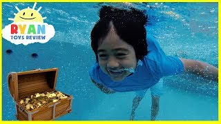 Ryan finds Secret Treasure Chest with Surprise Toys in swimming pool [upl. by Jud]