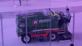 Zamboni Floods the Ice at the Guelph Storm Game View 1 [upl. by Sidky]