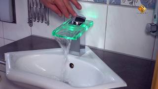 How to Install A Single Lever Basin Mixer Easily  Auralum LED Glass Faucet Waterfall Washbasin Mixe [upl. by Lepley]