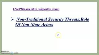 Non Traditional Security Threats Threats in Pakistan Role of Non state Actors CSSPMS [upl. by Auoy438]