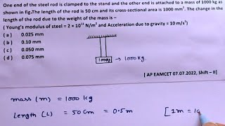 Elasticity  Physics  Class 11  Pyq  mechanical properties of solids  One end of the  Neet Jee [upl. by Adriano]