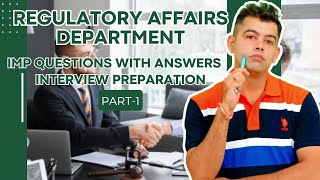 REGULATORY AFFAIRS DEPT I IMP QUESTIONS WITH ANSWERS I PART1 [upl. by Enimzaj]