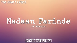 Nadaan Parinde Lyrics  AR Rahman  Mohit Chauhan [upl. by Kcirdnekel]