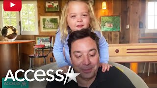 Jimmy Fallons Daughters Adorably Interrupt Dads Show From Home [upl. by Haizek]