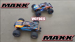 Traxxas MAXX v1 vs Traxxas WideMAXX v2  just a short street run while I was out [upl. by Dowlen]