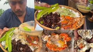 Best crab soup recipe in Naga style  crispy fried grasshoppers  Naga foods [upl. by Sausa]