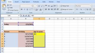 Tutorial curs video Excel 2007  Aplicatie Calcularea varstei in ani [upl. by Oretos107]