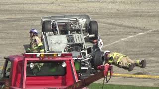 Slinger Speedway Late Model Roll Over 9 10 2017 [upl. by Dugan89]