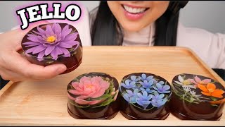 FLOWER JELLO ASMR RELAXING EATING SOUNDS LIGHT WHISPERS  SASASMR [upl. by Annemarie126]