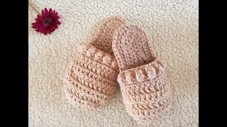 PANTUFLAS Tejidas a Crochet  talla 23 a 24 cm [upl. by Ahsyen]