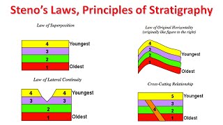 Stenos Laws Principles of Stratigraphy Geologic Cross Sections [upl. by Jorgan60]