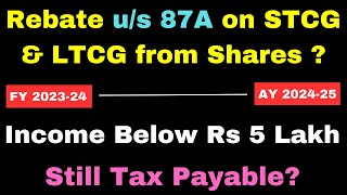 Tax on STCG and LTCG on sale of Shares amp MFs if income below Rs 5 Lakh II Complete Information II [upl. by Nelia]