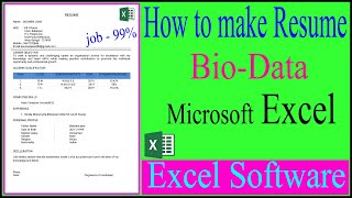 How to Make BIO DATA FOR JOB Resume Format in EXCEL Single Page Resume format in ms Excal 2022 [upl. by Sibilla704]