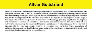 Short Paragraph on Allvar Gullstrand [upl. by Wearing230]