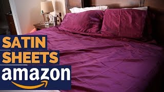 BEST AMAZON SATIN SHEETS  Honeymoon Sheets Review [upl. by Roper503]