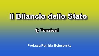 Bilancio dello stato 1 Funzioni [upl. by Butterworth46]