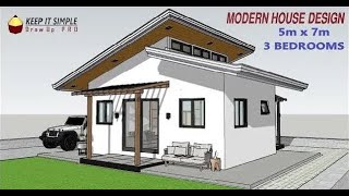 5m x 7m SMALL HOUSE DESIGN  3 BEDROOMS [upl. by Sinegold]