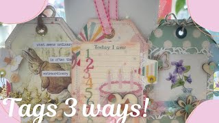 TUTORIAL Which is your favourite Daphne’s Diary Vintage or Scrapbook Paper JUNK JOURNAL TAGS [upl. by Boaten929]