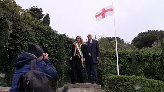 Inaugurazione pennone di San Giorgio presso scalinata delle Caravelle [upl. by Walburga984]