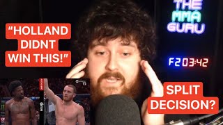 THE MMA GURU REACTS TO JACK DELLA MADDALENDA DEFEAT KEVIN HOLLAND BY SPLIT DECISION AT UFC NOCHE [upl. by Kaliski]