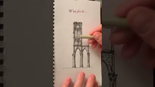 Gothic Cathedral drawing shorts architecture sketch cathedral gothic drawing amiens [upl. by Asta]