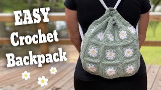 How to Make an Easy Drawstring Backpack in Crochet [upl. by Maro183]