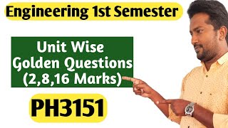 Engineering Physics Important Questions 2023PH3151Unit Wise Golden QuestionsVincent Maths [upl. by Anoyek]