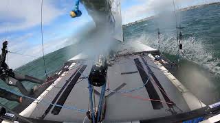 Nacra 15 Heavy Wind Sailing Upwind Training [upl. by Ahsenav]