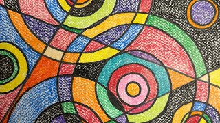 Abstract Concentric Circle Art Inspired by Sonia Delaunay Elementary Art Lesson [upl. by Terena]